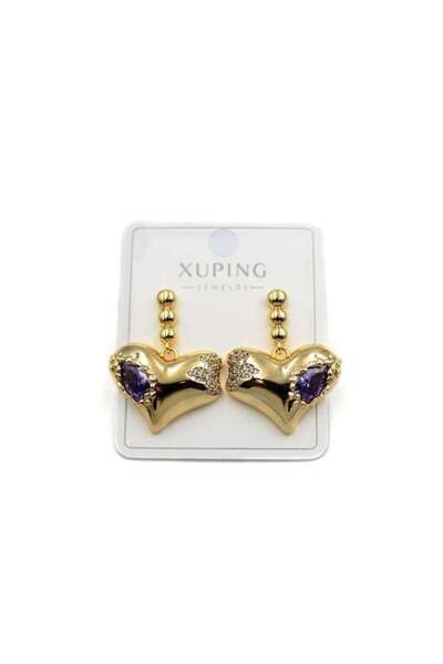 MENESSA Heart Earrings with Stones - Gold