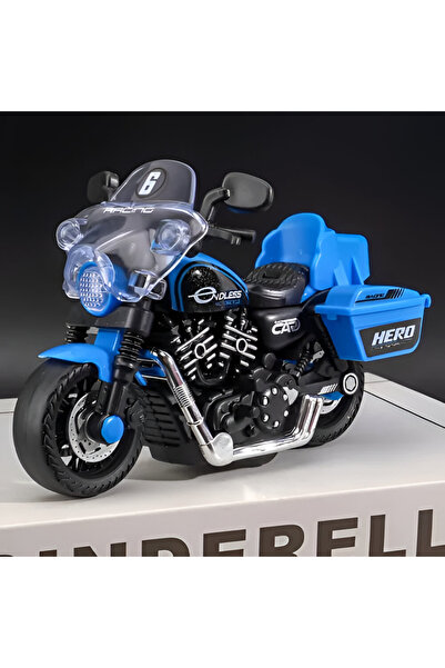 Prlk toys Sürtmeli Işıklı ve Müzikli Motorsiklet Mavi