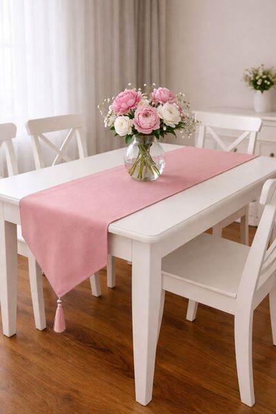 NAKKAŞİ ZARİF pembe runner masa örtüsü