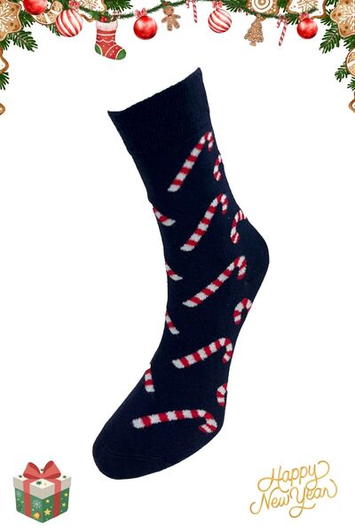 nisaNCa Ciorapi de Anul Nou cu model de trestie neagră cu tematică de Anul Nou – Unisex 36-42