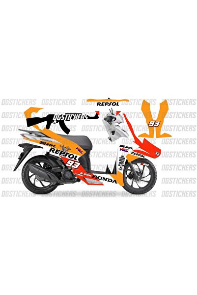 Motiker Honda Dio Repsol Sticker Etiket Modeli