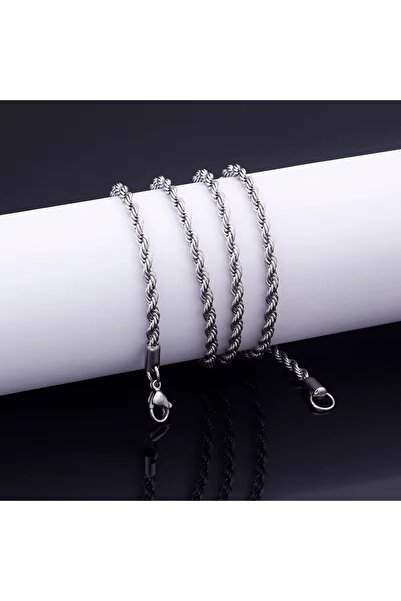 Siya Silver Unisex Women Men Thick Twisted Steel Chain - 5mm/55 cm