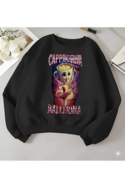 Biggbom kids بليرينا كابتشينو مطبوع سترة شتوية برقبة دائرية للفتيات