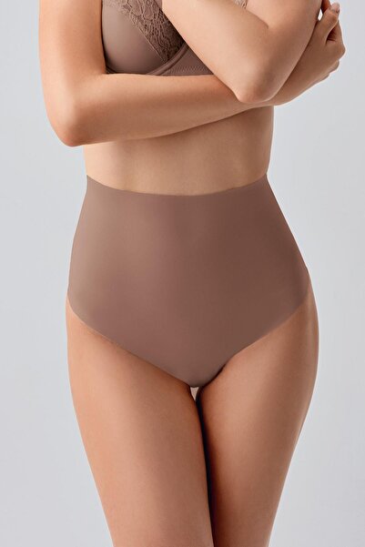 C&City Laser Cut High Waist Stitch-Free String C19206 Cappucino