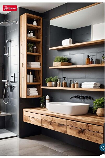 Bamena Wood Tsai Ahşap Lavabo Dolabı