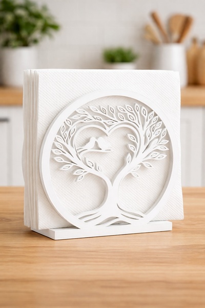 Sapphire 3D Ağaç Figürlü Dekoratif Peçetelik | Mutfak & Salon Masa Üstü