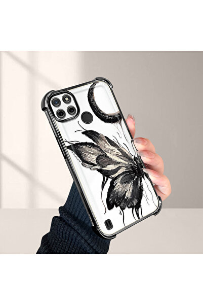 Hontinga جراب هاتف شفاف مطلي بالسيليكون مضاد للسقوط متوافق مع هاتف Realme C21...