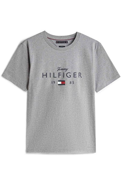 Tommy Hilfiger Erkek Marka Logolu Günlük Kullanıma Uygun Koyu Gri T-Shirt MW0...