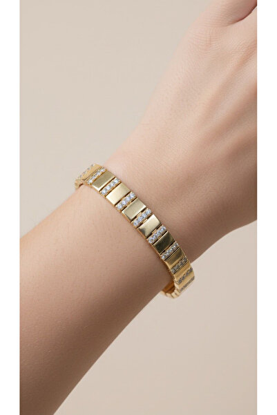 Lune Design سوار من الفولاذ الذهبي قابل للتعديل من ماركة إيطالية موديل زيركون...