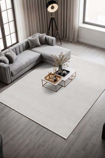 Cotto Home Clay CT004A Beyaz Halı Modern Desenli Triko Akrilik Pamuk Tabanlı ...