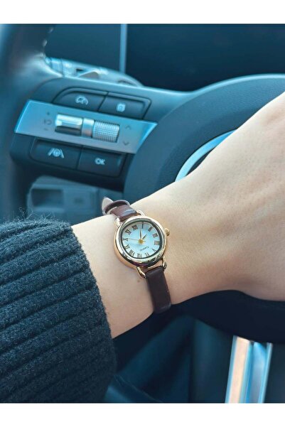 MERW Remy Model Koyu Kahverengi Deri Kordon Vintage Seri Kadın Kol Saati