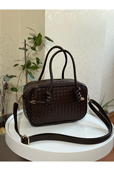 Bagnest Geantă de mână și de umăr pentru femei cu aspect tricotat cu detaliu ...