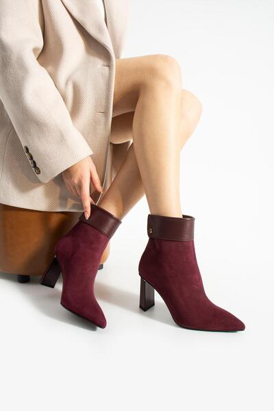 FOLLİNİ حذاء نسائي من الجلد الطبيعي باللون الأحمر الداكن من جلد الغزال