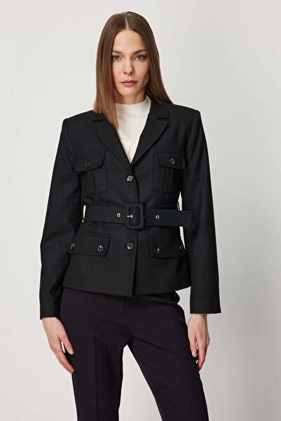 Mi Pret a Porter Mi Kemer Detaylı Kapak Cepli Ceket