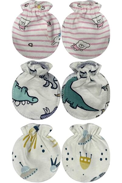 Margoun عبوة من 3 قفازات مضادة للخدش للأطفال، قفازات ناعمة من القماش لحديثي ا...