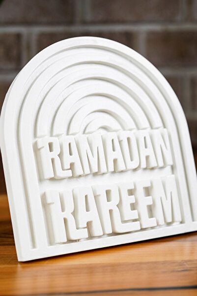 iwa concept ديكور طاولة إسلامي من الخرسانة المكتوب عليها رمضان كريم - فن الطاولة الإسلامية لتزيين المنزل والمكتب والمسجد