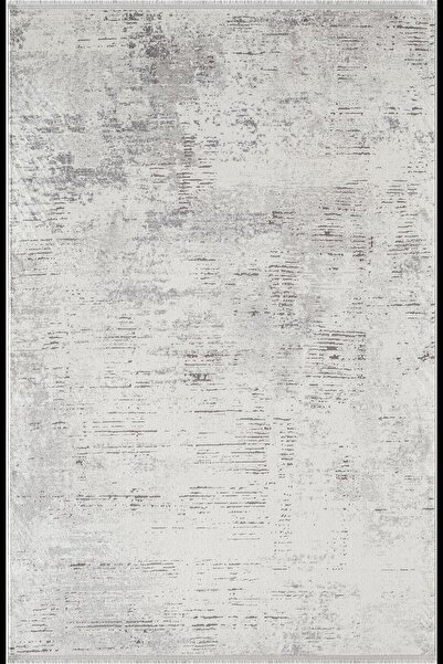 Cotto Home Soıl CT009A Açık Gri Halı Gri Detaylı Modern Ince Akrilik Tozuaz S...