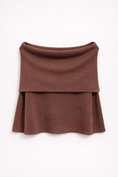 Mixray 7009 women's madonna neck knitwear blouse coffee