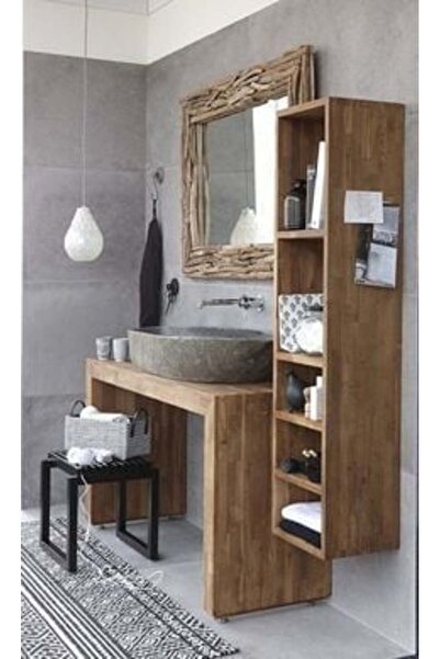 Bamena Wood Heng Ahşap Lavabo Dolabı ve Banyo Rafı