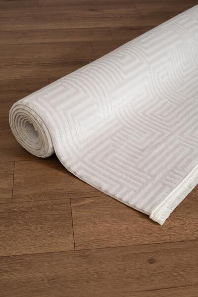 Cotto Home Clay CT004A Beyaz Halı Modern Desenli Triko Akrilik Pamuk Tabanlı ...