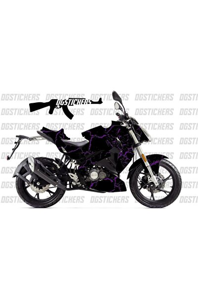 Motiker Benelli 125S Şimşek Mor Siyah Tasarım Sticker Etiket Modeli