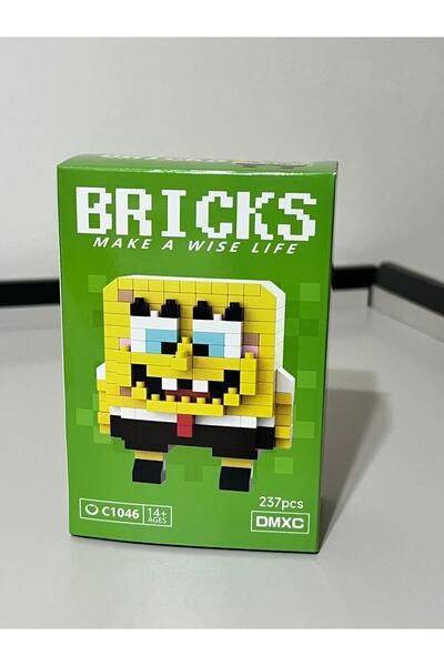 By Ayşegül Mini Bricks Spongebob Figure Building Set – 237 Pieces, Micro Bloc...