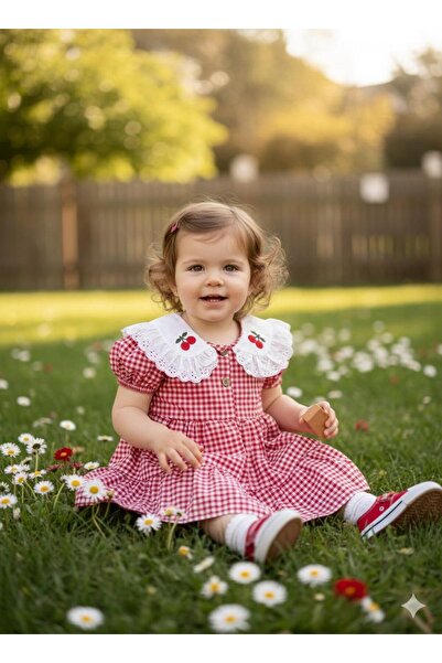 BİLGEN Style ROCHIE FATA GATĂ DE CIREȘE CU MÂNĂ SCURTĂ CU MOTIVE ROCHIE DRĂGĂ