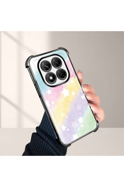 Xiaomi Redmi Note 14 Pro 4G Compatible Clear Silicone Surge Protective Case Rainbow patterns