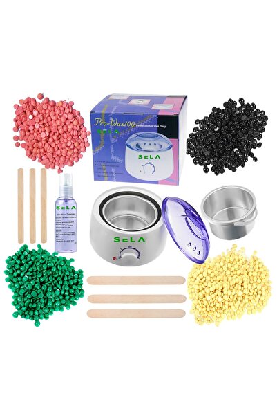 SELA Set de epilare cu ceară 4 x 100 g ceară reutilizabilă,