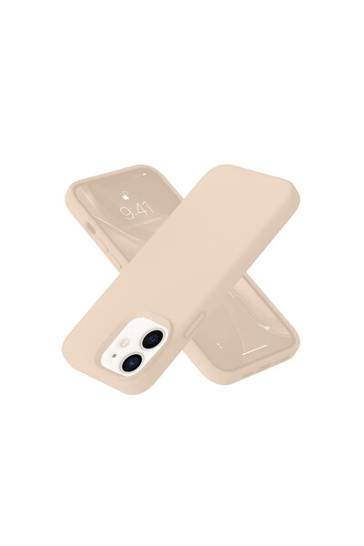 NewFace حافظة آيفون 12 نانو مع داخلية مخملية من السيليكون - بودرة