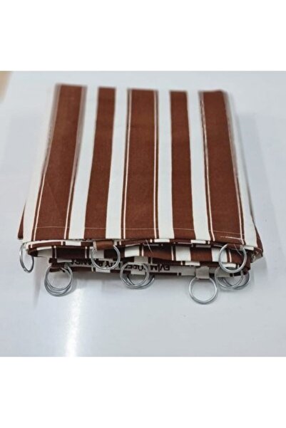 ceylan home Balcony Curtain with Tiebacks, Ringed, Size Options Available, Brown Striped