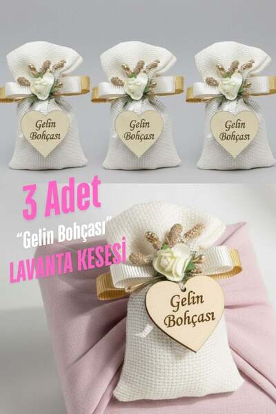 Dantelux 3 Adet "Gelin Bohçası" Yazılı Lavanta Kesesi (Lavantalı Kese 3 Adet)...