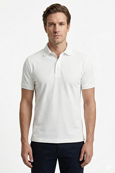 Sabri Özel Ekru Standart Fit %100 Pamuklu Polo Yaka Tişört