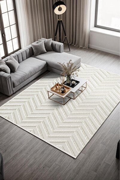 Cotto Home Arta CT012A Beyaz Halı Dekoratif Sisal Yumuşak Bukleli Tozsuz Salo...