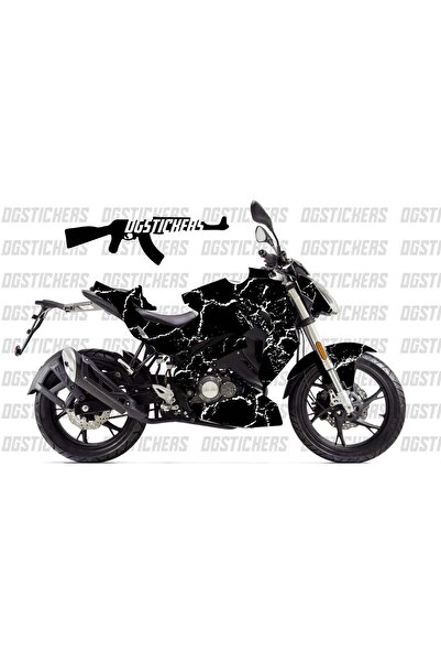 Motiker Benelli 125s Şimşek Beyaz Tasarım Sticker Etiket Modeli