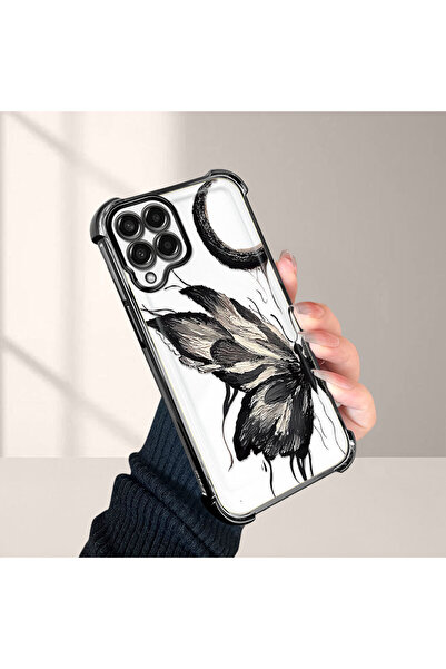 Hontinga Samsung Galaxy M33 Uyumlu Silikon Düşüme önleyici Kelebek Kaplama Şe...