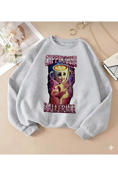 Biggbom kids بليرينا كابتشينو مطبوع سترة شتوية برقبة دائرية للفتيات