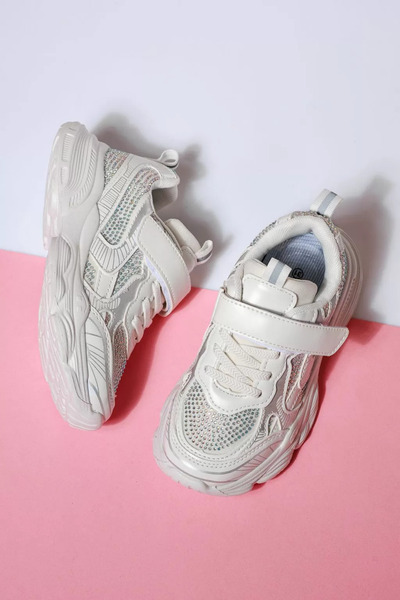 Zaira Λευκά παιδικά πάνινα παπούτσια από οικολογικό δέρμα Malina3 #21155 - 34