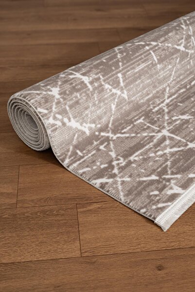 Cotto Home Clay CT006A Bej Halı Modern Geometrik Desenli Triko Akrilik Pamuk ...
