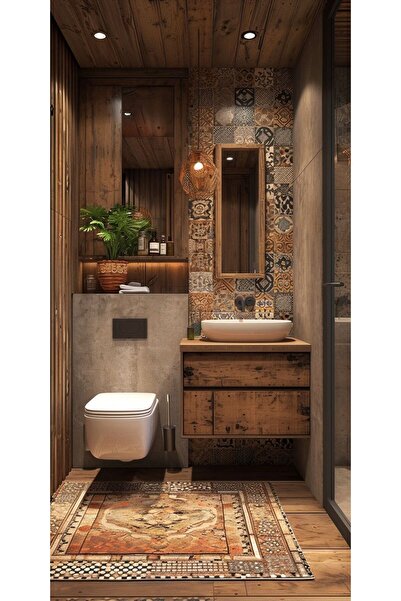 Bamena Wood Lark Ahşap Lavabo Dolabı