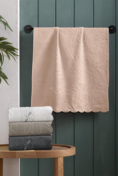 Altınbaşak (Set of 4) Premium Bamboo 50X90Cm. Dowry 3D Embroidered Hand Face Towel (40% Bamboo)