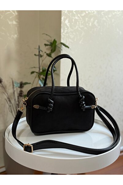 Bagnest Geantă de mână și de umăr pentru femei din piele intoarsa cu detaliu nod