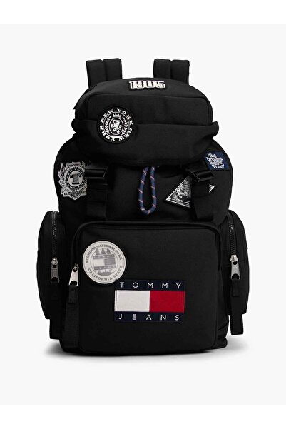 Tommy Hilfiger Erkek Marka Logolu Günlük Kullanıma Uygun Siyah Sırt Çantası A...
