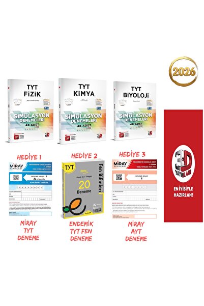 3D Yayınları 3D TYT Fizik Kimya Biyoloji Deneme Seti Hediyeli