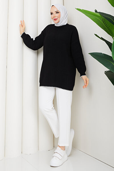 Pamuk Butik Women's Stripe Detailed Knitwear Tunic