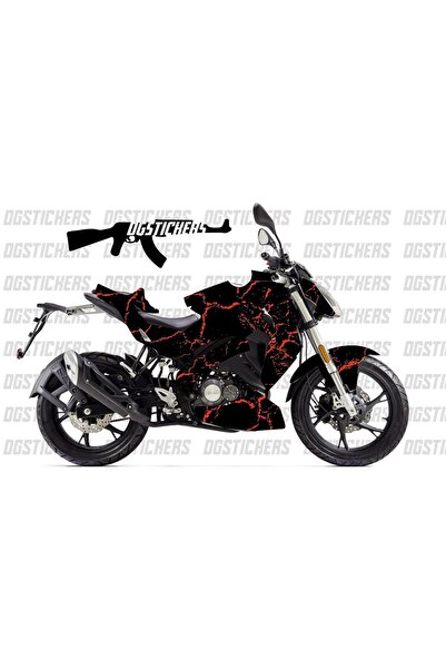 Motiker Benelli 125S Şimşek Kırmızı Siyah Tasarım Sticker Etiket Modeli