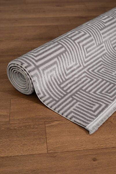 Cotto Home Clay CT005A Gri Halı Modern Desenli Triko Akrilik Pamuk Tabanlı Ka...