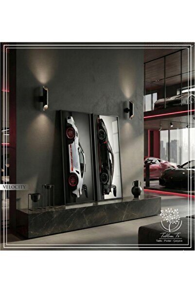 Tablomtr Velocity - Dijital Baskılı Siyah Metal Çerçeveli Gerçek Camlı İkili ...