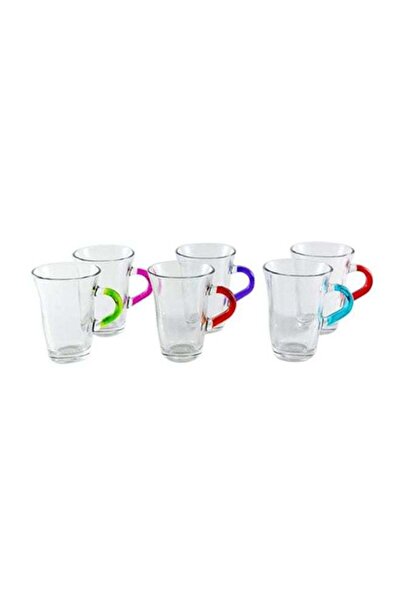 LAV 6-Piece Coral Nisa Tea Glass Set Clear/Red/Blue 150ml