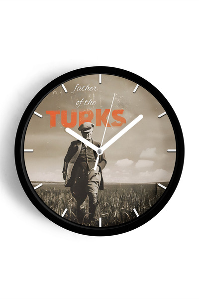 JHAAR ساعة حائط حديثة مزخرفة بتصميم أتاتورك - 30 سم - هيكل أسود مع واجهة زجاج...